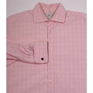 Hawkes & Curtis Warwick Pink Plaid Cotton French Cuff Dress Shirt (39) 15.5-33